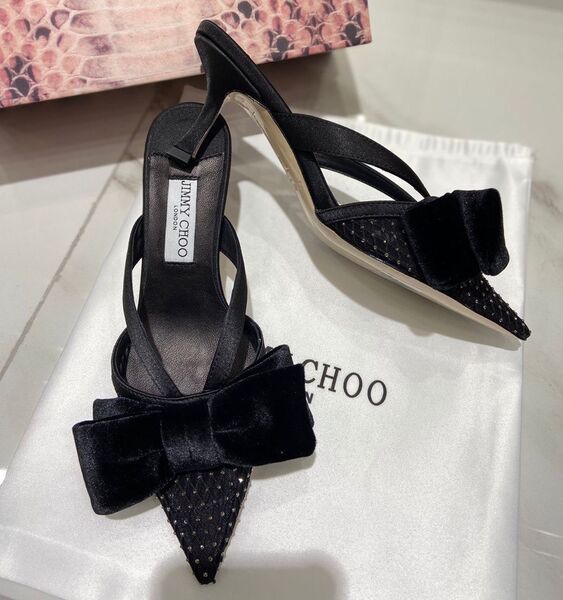 Шлепки Jimmy Choo женский сатин черный 107368