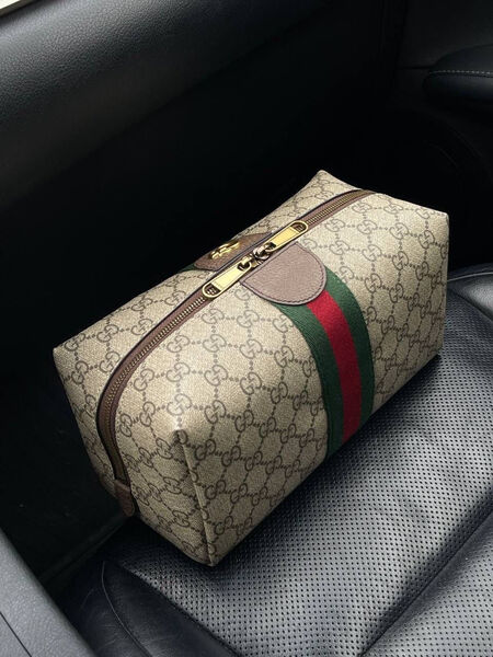Мужской несессер косметичка Gucci мужской кожа бежевый 110050-4