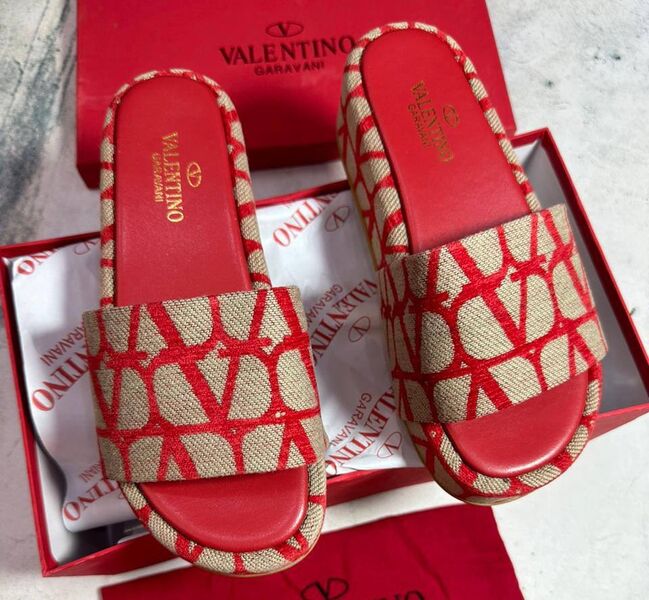 Шлепки Valentino женский текстиль бордовый 119534-2