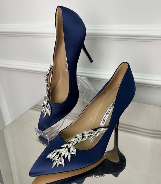 Туфли Manolo Blachnik женский сатин синий 123135