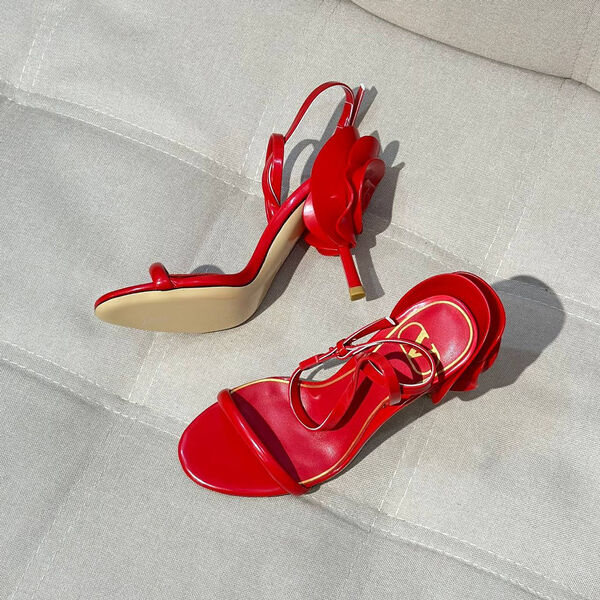 Босоножки Valentino женский кожа бордовый 138045-2