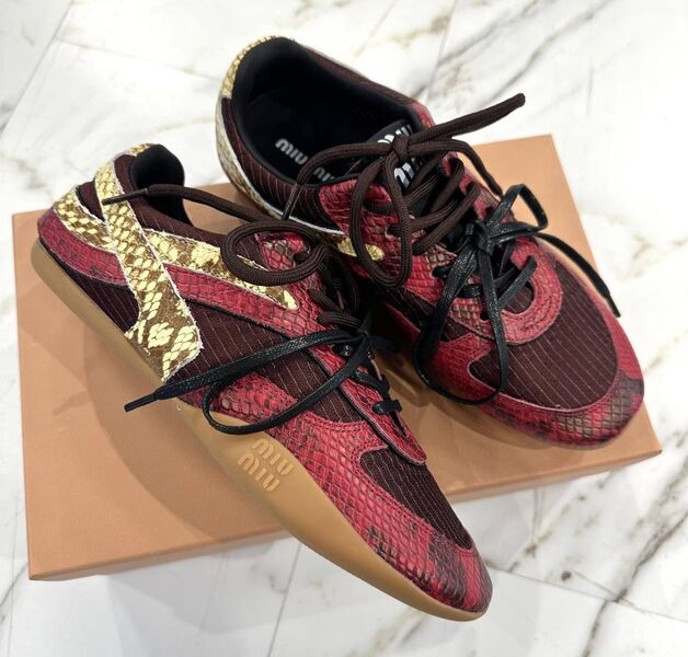 Кеды Miu Miu женский кожа бордовый 189013