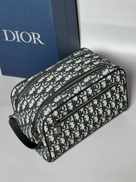 Мужской несессер косметичка Christian Dior мужской текстиль бежевый 150126