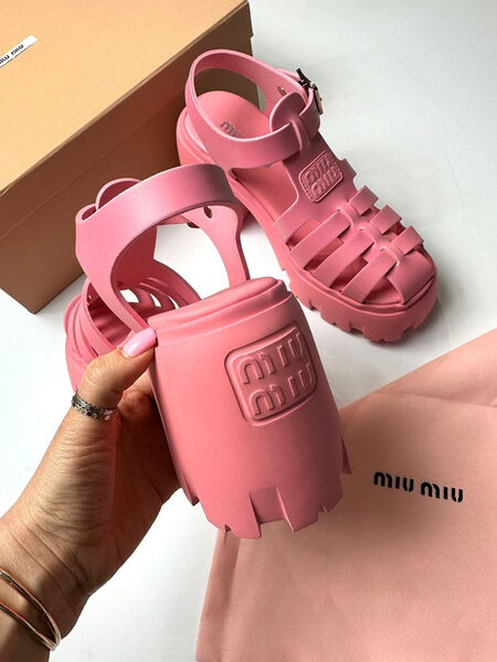 Сандалии Miu Miu женский кожа оранжевый 114816-2