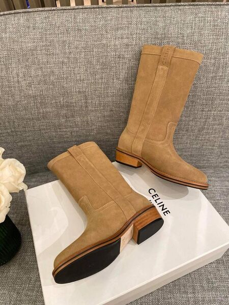 Сапоги Celine женский замша бирюзовый 67136-3
