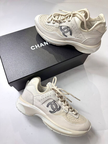 Кроссовки Chanel женский замша бежевый 123881-2
