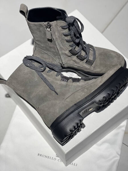 Ботинки Brunello Cucinelli женский замша графитовый 97458-2