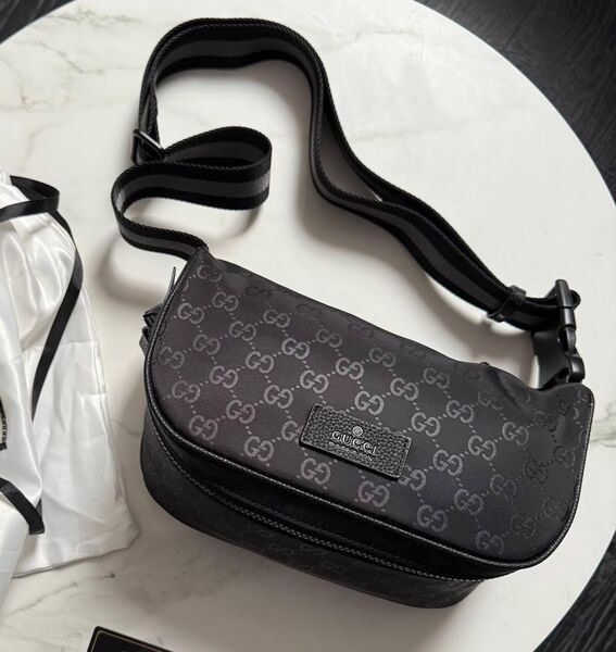 Мужская сумка мессенджер Gucci мужской текстиль черный 190573