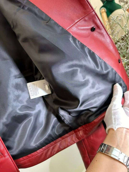 Пиджак Gucci женский кожа бордовый 161461-3