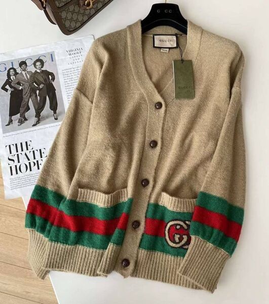Кардиган Gucci женский вязаная ткань бежевый 129797