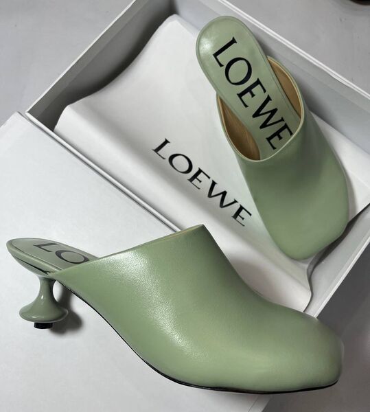 Мюли шлепки Loewe женский кожа болотный 149582