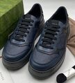 Мужские кеды Gucci мужской кожа синий 131272-1