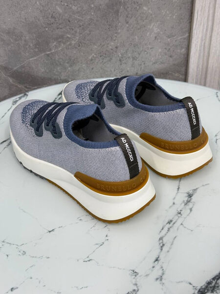 Мужские кроссовки Brunello Cucinelli мужской текстиль бирюзовый 184983-4