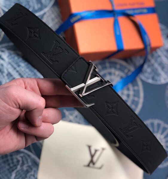 Мужской ремень Louis Vuitton мужской кожа черный 52839