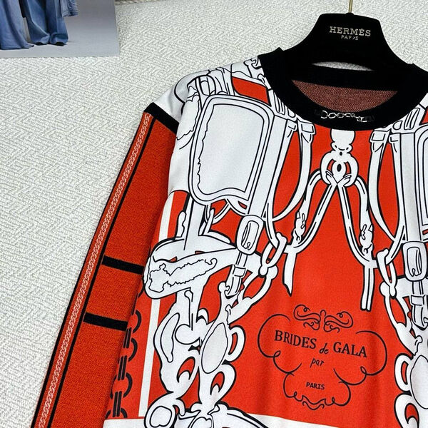 Свитер Hermès женский вязаная ткань бордовый 159697-3