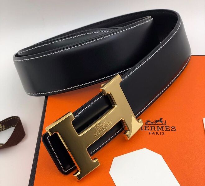 Мужской ремень Hermès мужской кожа черный 52565