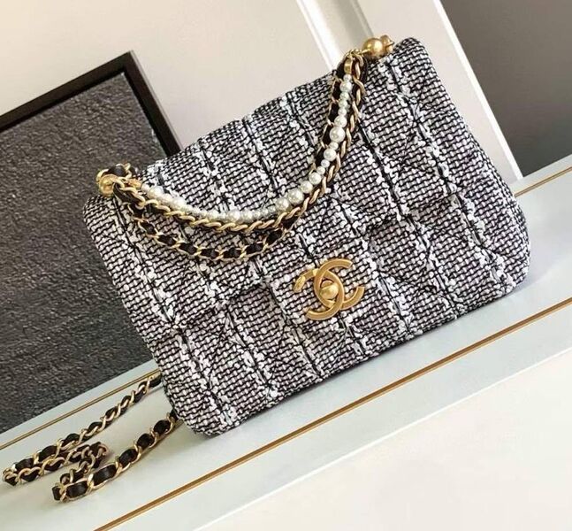 Сумка Chanel женский твид графитовый 147532