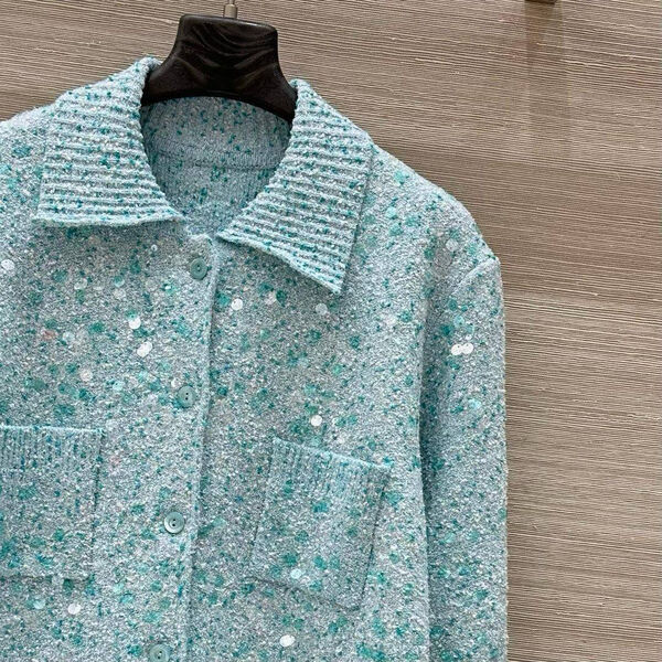 Кардиган Gucci женский вязаная ткань бирюзовый 180814-4