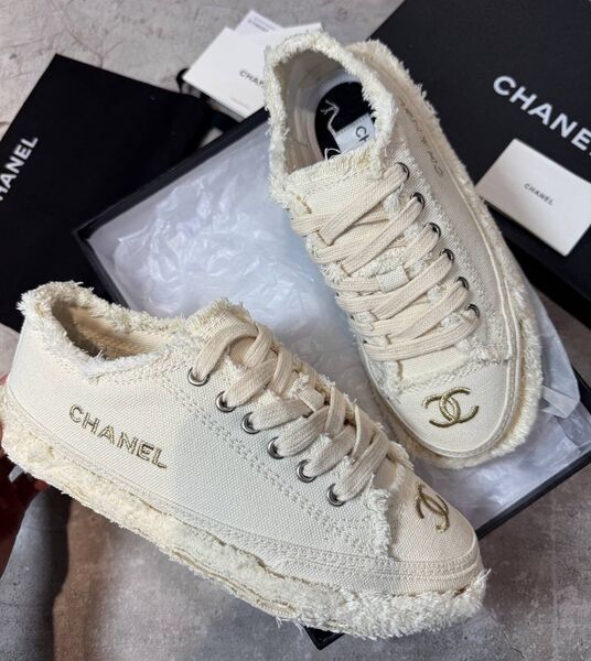 Кеды Chanel женский текстиль графитовый 189647