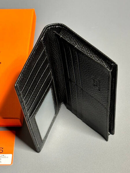 Мужской портмоне Hermès мужской кожа черный 154027-5