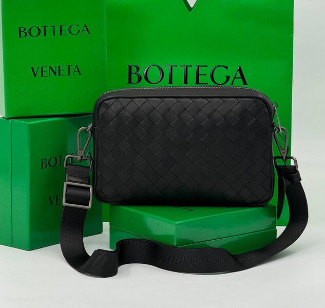Мужская сумка мессенджер Bottega Veneta мужской кожа черный 193782-3