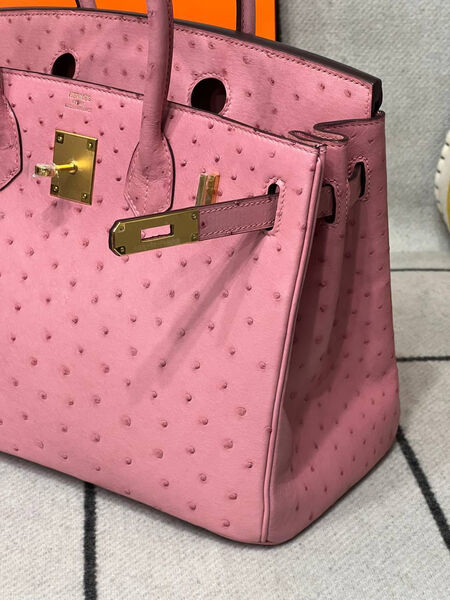 Сумка Hermès Birkin 30 Ostrich Terre Cuite Hardware женский кожа розовый 122723-6