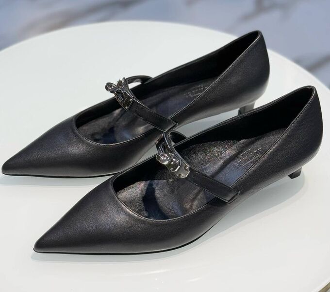 Туфли Hermès женский кожа черный 186258
