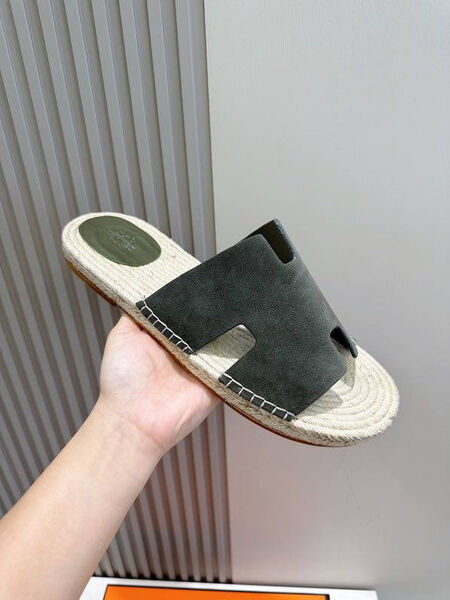 Мужские шлепки Hermès мужской замша графитовый 153427-3