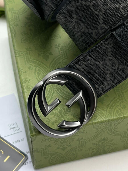 Мужской ремень Gucci мужской канва черный 122048-2