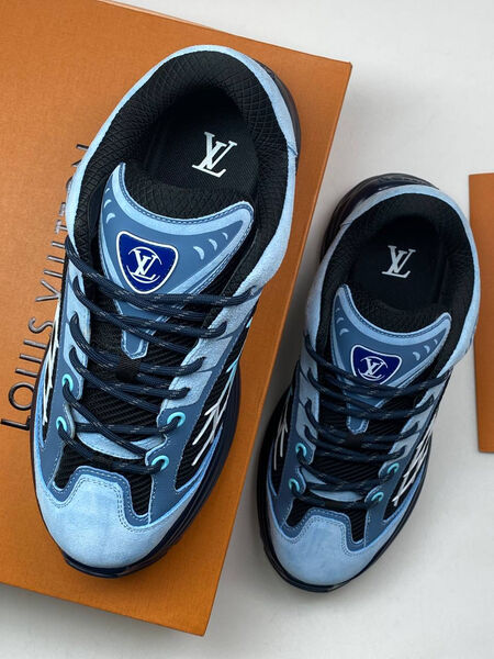Мужские кроссовки Louis Vuitton мужской кожа бирюзовый 163557-10