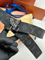 Мужской ремень Louis Vuitton мужской кожа черный 121136-4
