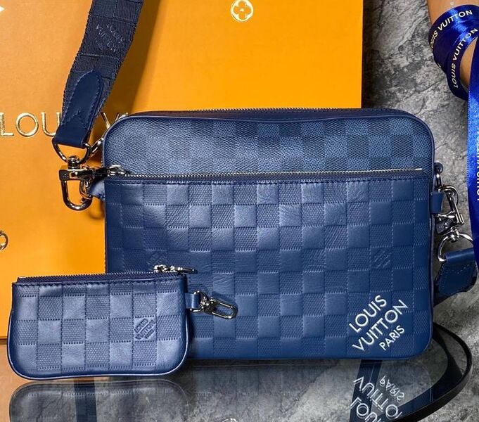 Мужская сумка мессенджер Louis Vuitton мужской кожа синий 132931