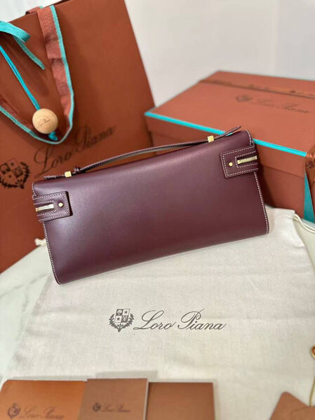 Клатч Loro Piana Extra Large 29 женский кожа бордовый 201227-6