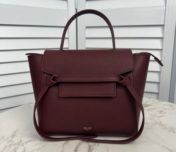 Сумка Celine Belt Nano женский кожа бордовый 141852