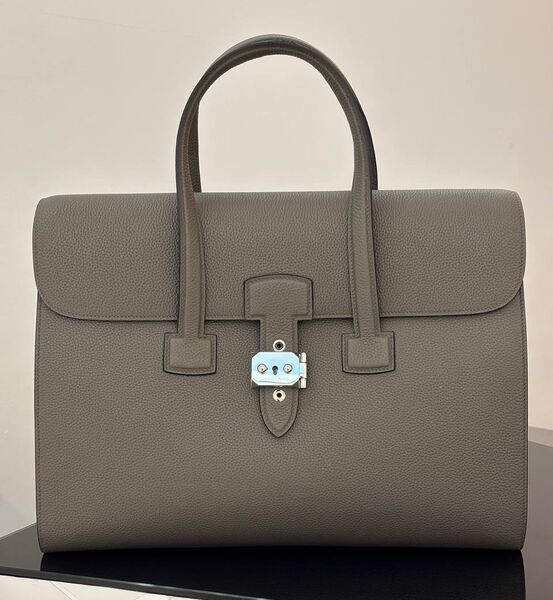 Мужской портфель Hermès мужской кожа графитовый 196038