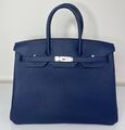Сумка Hermès Birkin 35 ручная работа женский кожа синий 75395-1