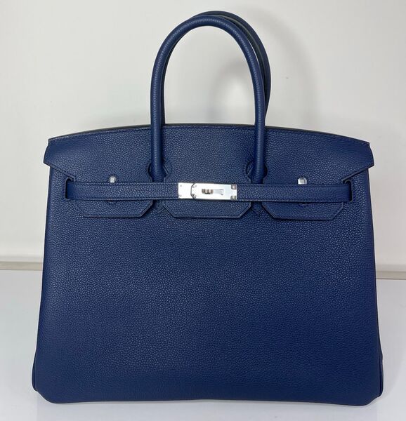 Сумка Hermès Birkin 35 ручная работа женский кожа синий 75395