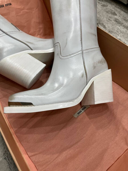 Сапоги Miu Miu женский кожа графитовый 127044-9