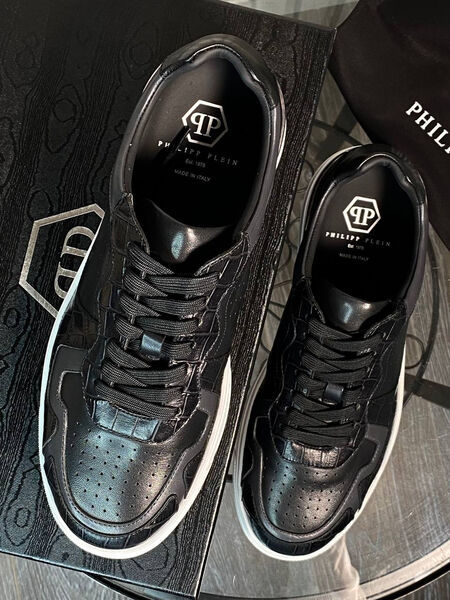 Мужские кеды Philipp Plein мужской кожа черный 151902-6