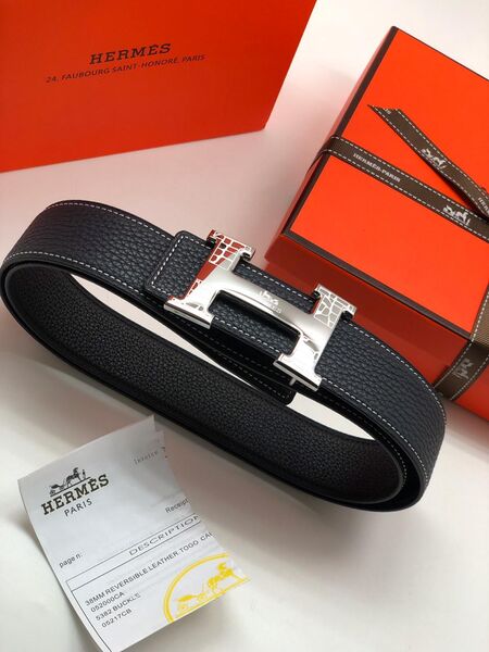 Мужской ремень Hermès мужской кожа черный 52480-3