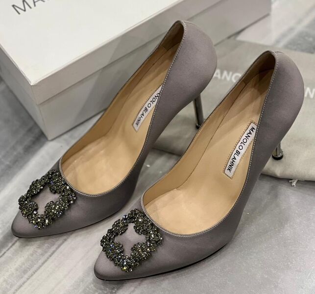 Туфли Manolo Blahnik женский сатин графитовый 122546