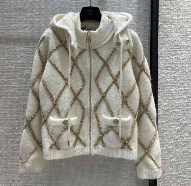 Худи Chanel женский вязаная ткань белый 132692