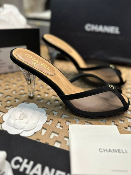 Шлепки Chanel женский кожа черный 154777-3