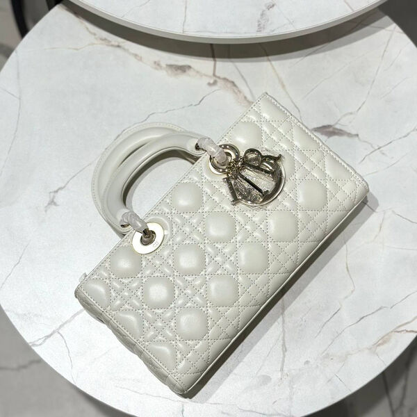 Сумка Christian Dior Lady женский кожа белый 142726-2