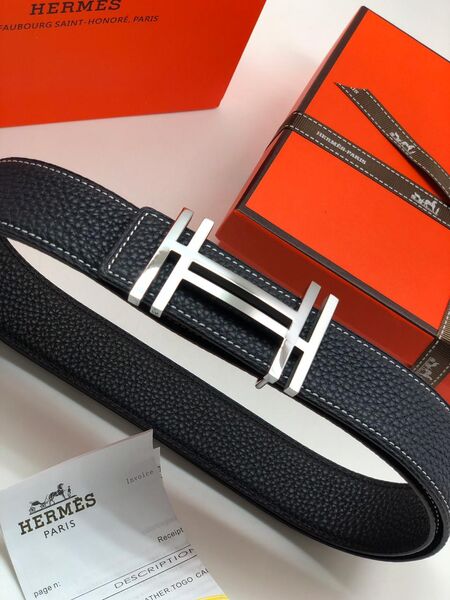 Мужской ремень Hermès мужской кожа черный 52486-5