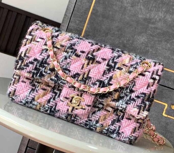 Сумка Chanel женский твид розовый 170456