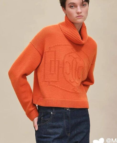 Свитер Hermès женский вязаная ткань оранжевый 197067
