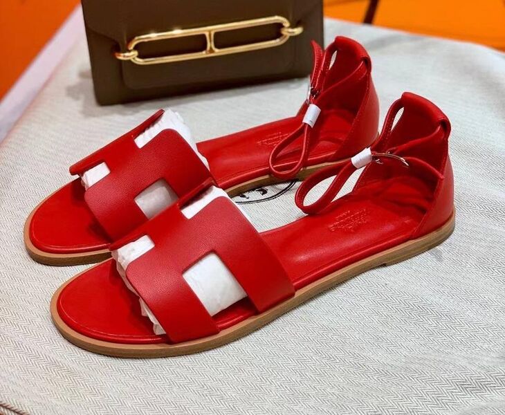 Босоножки Hermès женский кожа бордовый 4851