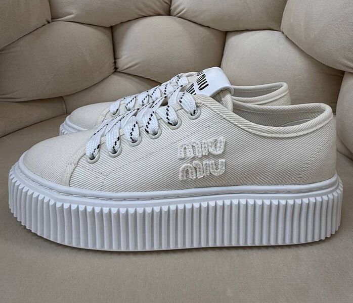 Кеды Miu Miu женский текстиль бежевый 184516