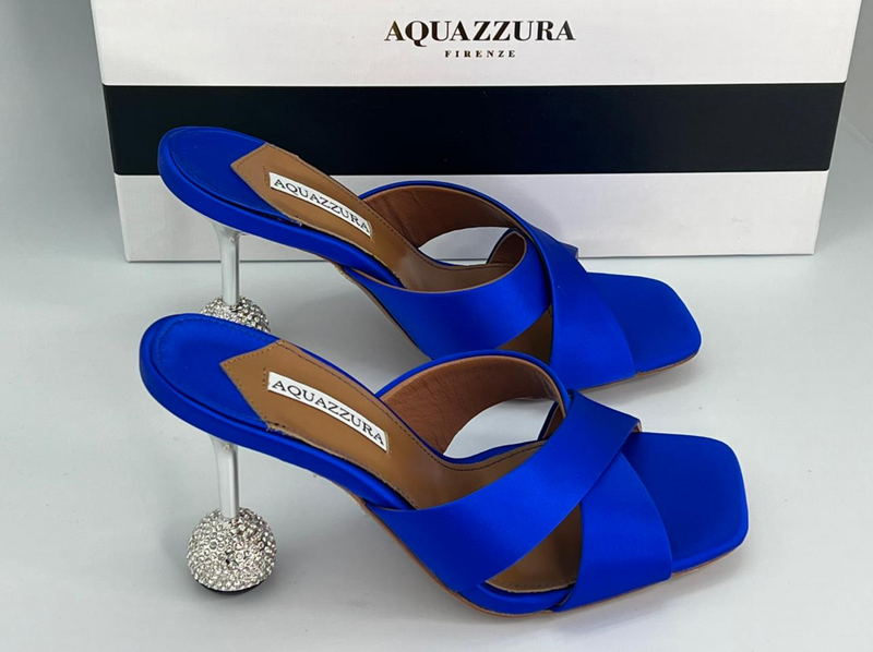 Босоножки Aquazzura женский ткань синий 11795-5